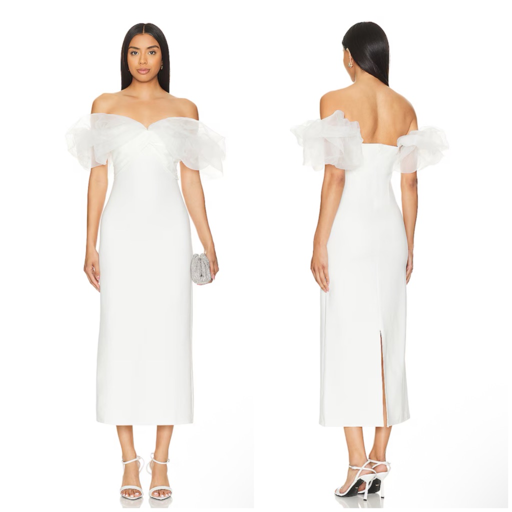 Line & Dot Starlet Midi Dress In Ivory Size Xs